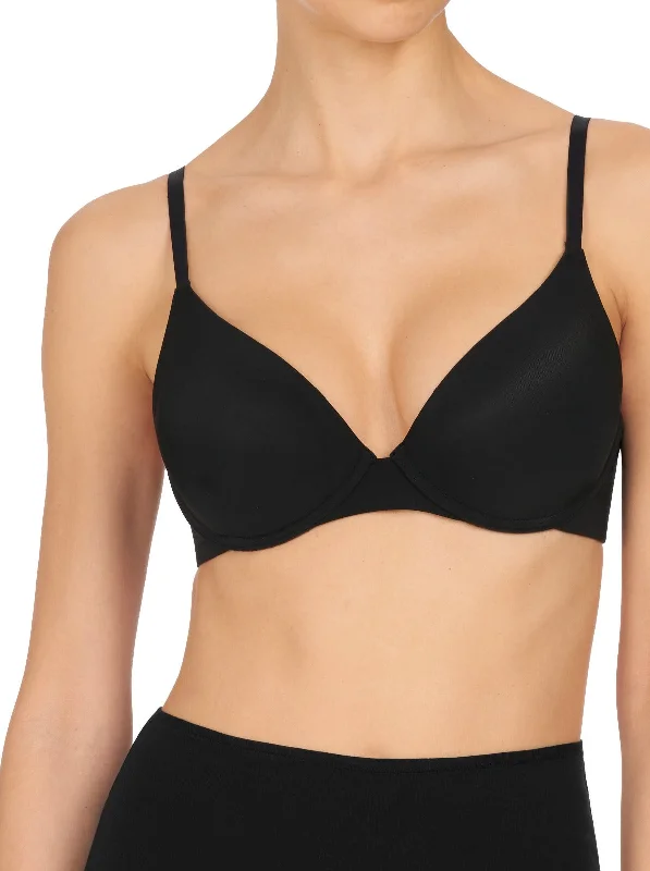 breathable cotton panties for workouts-Natori: Minimal Convertible Push-Up Bra - Black