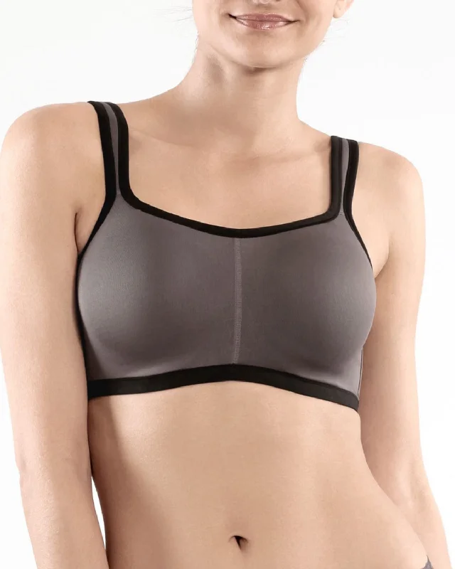 breathable linen panties for casual-Natori Yogi Contour Convertible Sports Bra (More colors available) - 731050 - Black/ Grey