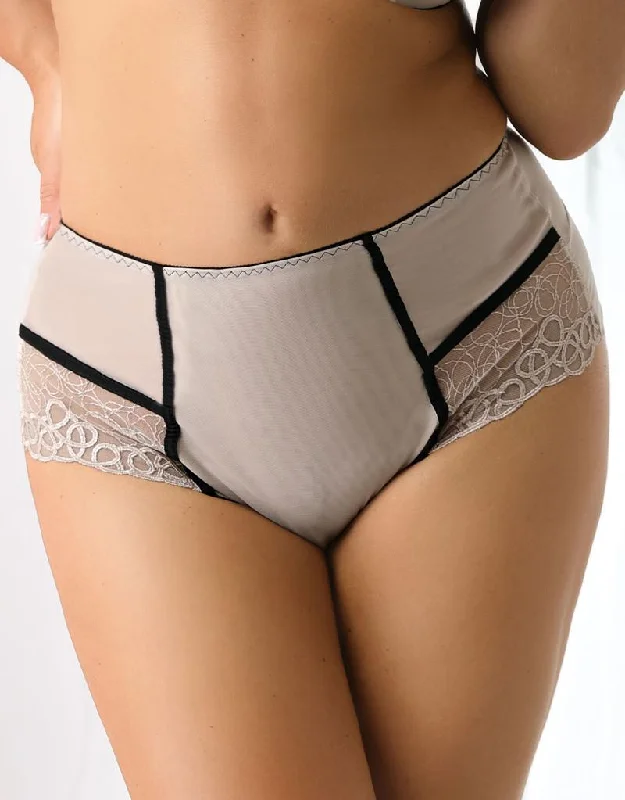 soft Modal panties for relaxation-Nessa Flirt High Waist Brief Beige/Black