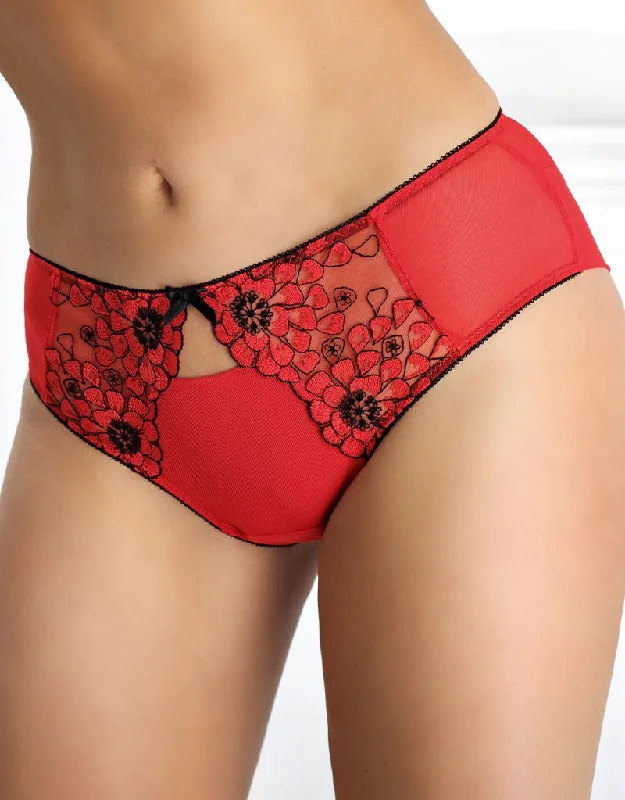 soft cotton briefs for lounging-Nessa Poppy Brief Red