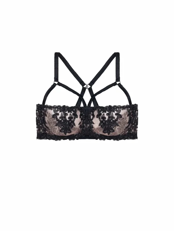 thick briefs for cold nights-Onyx Strap Balcony Bra