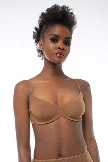 eco-friendly briefs for minimalists-Ownbrown: Underwire Mesh Bra - Kimya