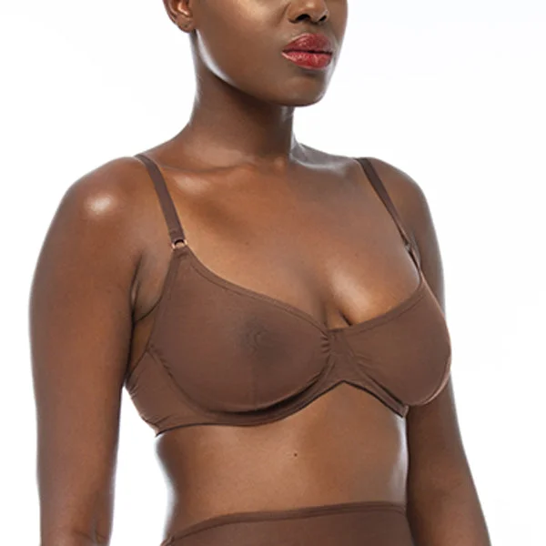 stylish lace panties for femininity-Ownbrown: Underwire Mesh Bra - Yemoya