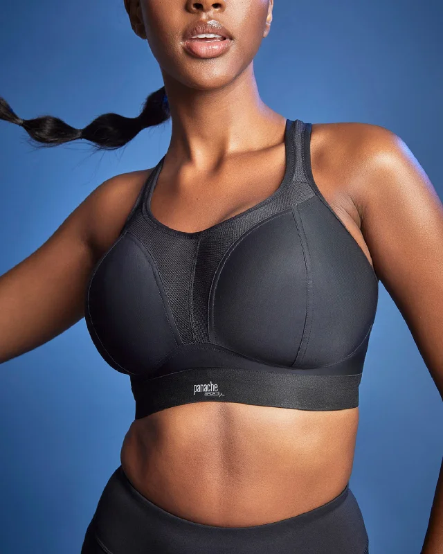 durable underwear for rugged use-Panache Wire Free Sport Bra - 7341B - Black