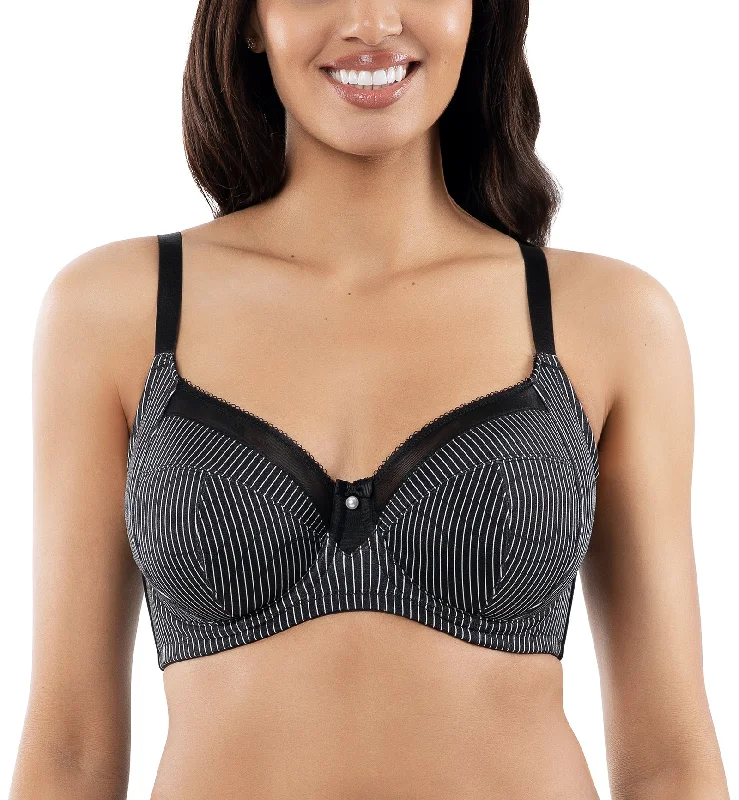 cozy thong for home relaxation-Parfait Adele Unlined Plunge Underwire Bra (P61321) - Black Stripe