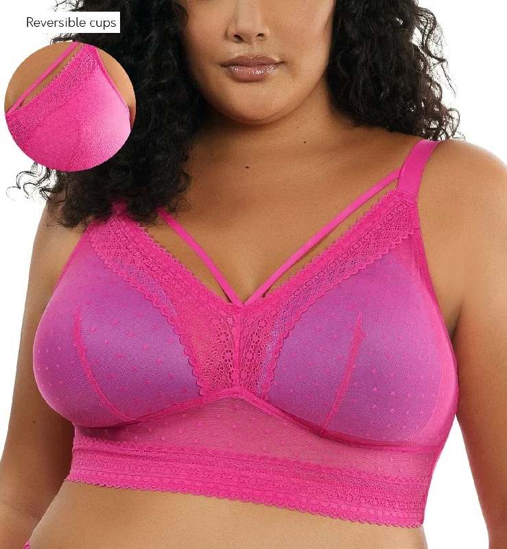 high-quality satin underwear for luxury-Parfait Mia Dot Wire-Free Padded Mesh Bralette (P6011) - Bright Pink