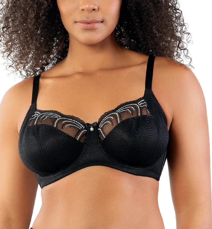 stylish panties with animal prints-Parfait Pearl Unlined Side Support Underwire Bra (P60923) - Black