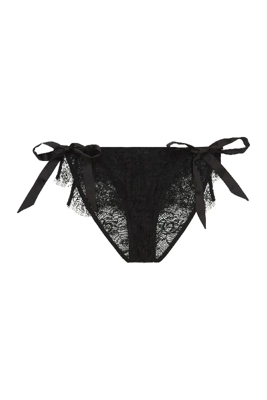 stretchy briefs for gym sessions-Peek & Beau Bryn Black Lace frill brief