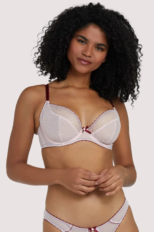 trendy panties with bold stripes-Grace Dusty Pink and Wine Plunge Net Bra