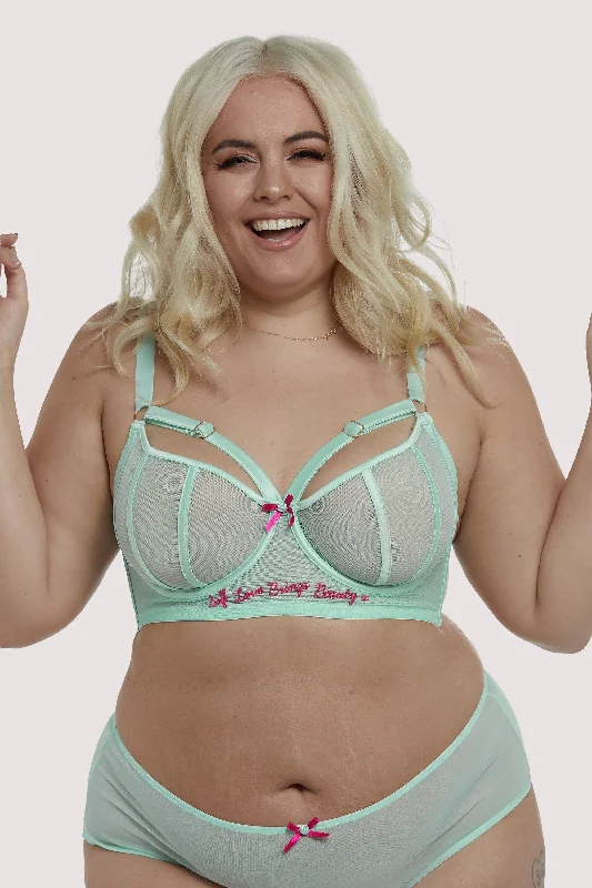 supportive briefs for elderly women-Longline Self Love Mint Curve Bra