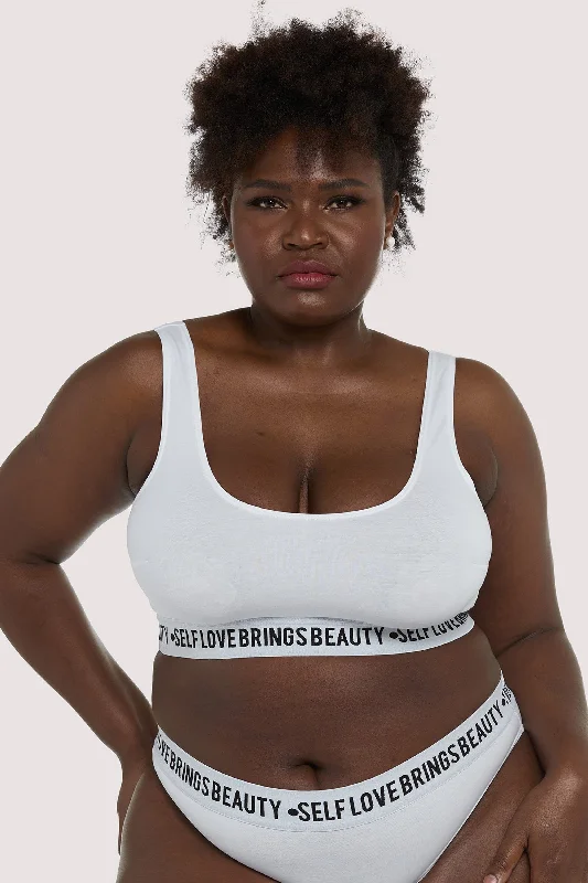 moisture-wicking panties for cycling-Felicity Hayward Self Love White Curve Crop top