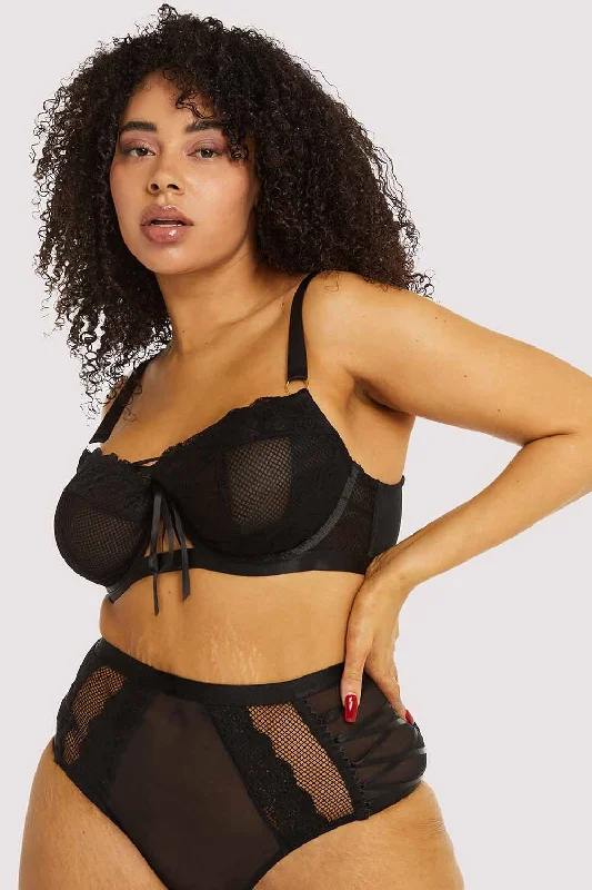 silky modal panties for softness-Ericka Black Plunge Bra