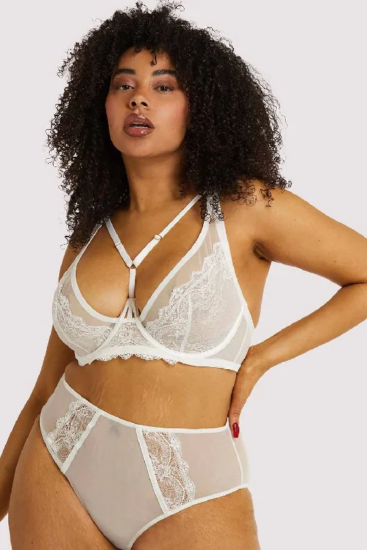 thick underwear for snowboarders-Leslie White High Apex Bra