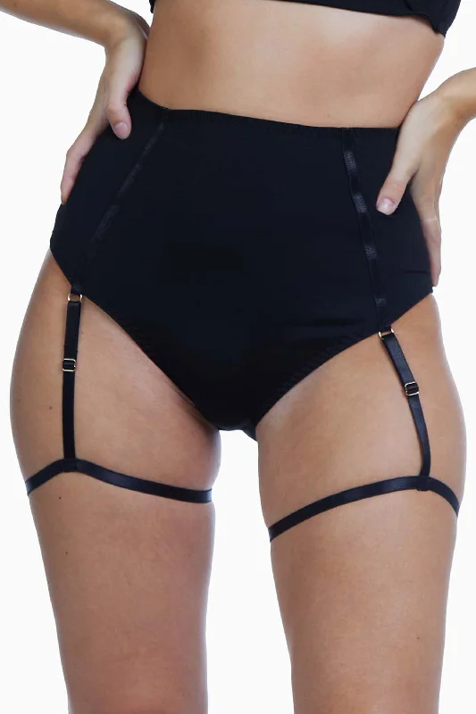 silky modal panties for softness-Regalia Santana Microfibre Suspender High Waist Brief