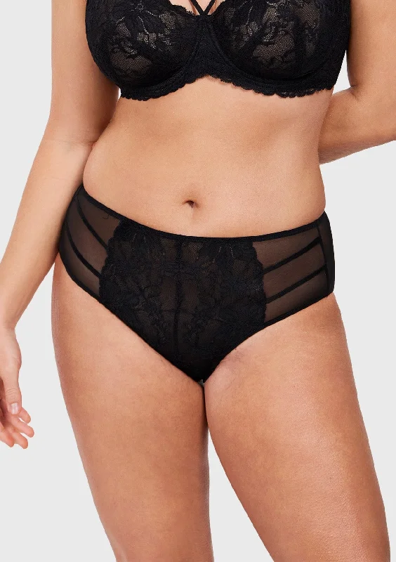 breathable panties for long flights-Pretty In Petals High-Rise Lace Brief Underwear