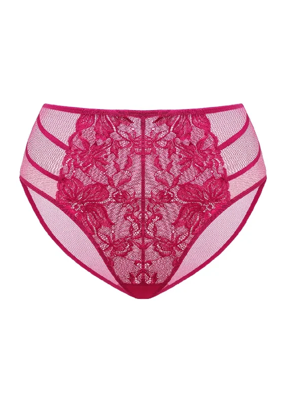 thick underwear for snowboarders-Pretty In Petals Red High-Rise Lace Brief Underwear