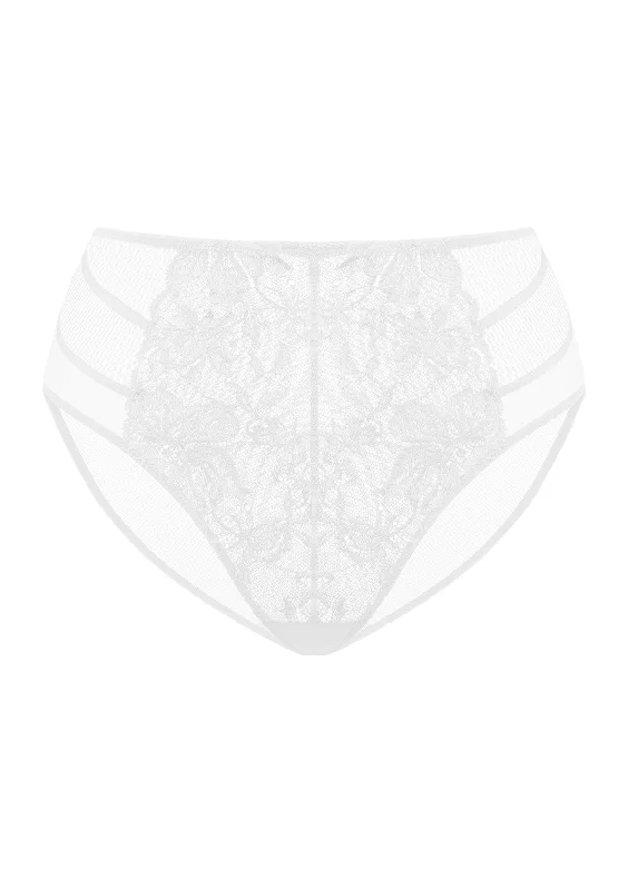 vibrant tie-dye panties for fun-Pretty In Petals White High-Rise Lace Brief Underwear