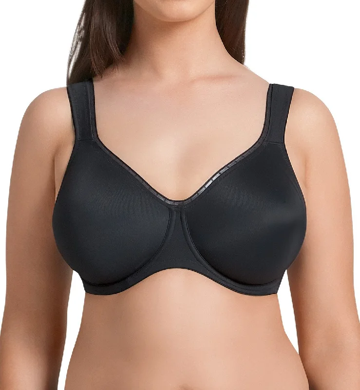 breathable cotton panties for workouts-Rosa Faia by Anita Twin Firm Seamless Support Underwire Bra (5694) - Black