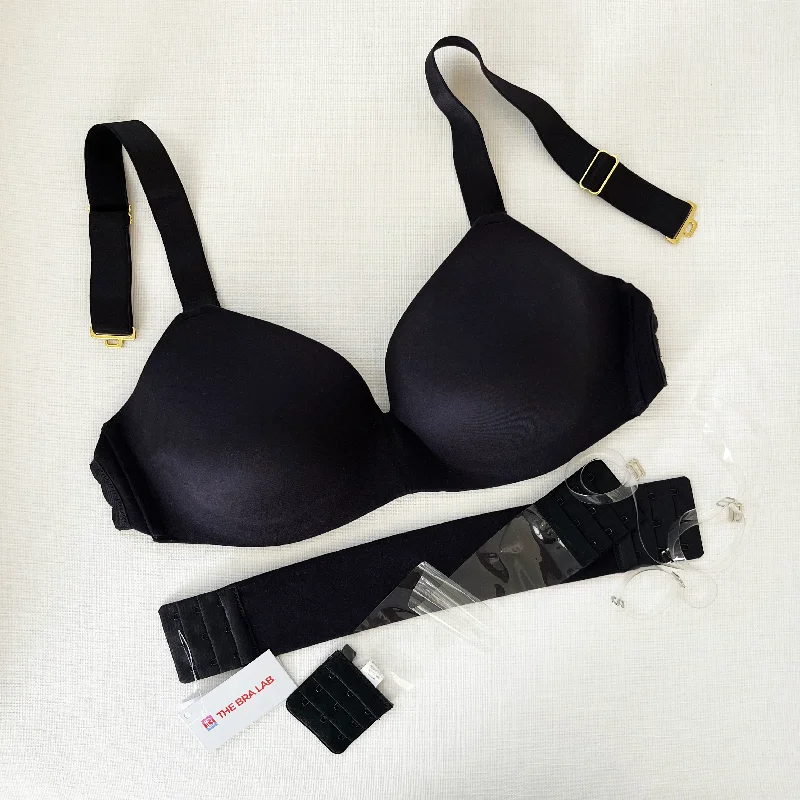 eco-friendly briefs for minimalists-Rosanna Wire-Free Black & Clear Customizable Bra Set