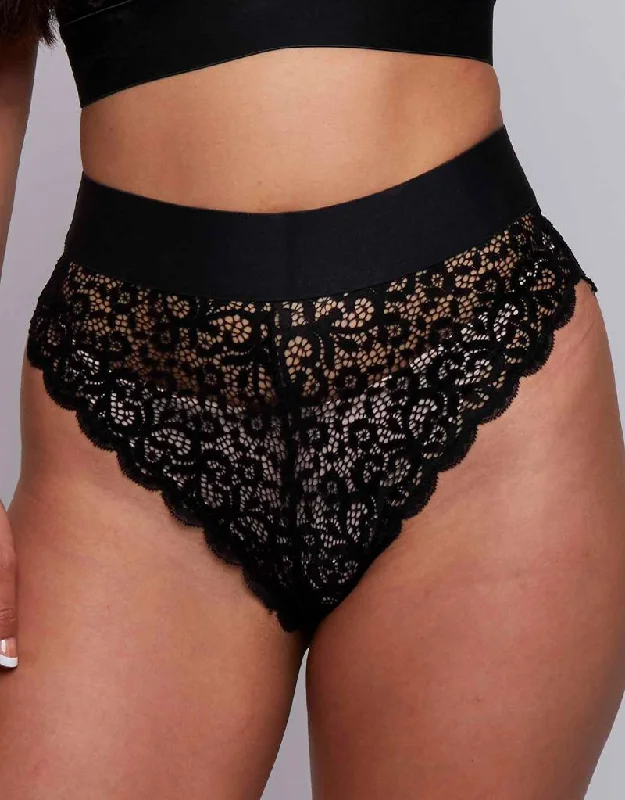 breathable cotton thong for summer-Rougette By Tutti Rouge Hallie Brazilian Brief Black