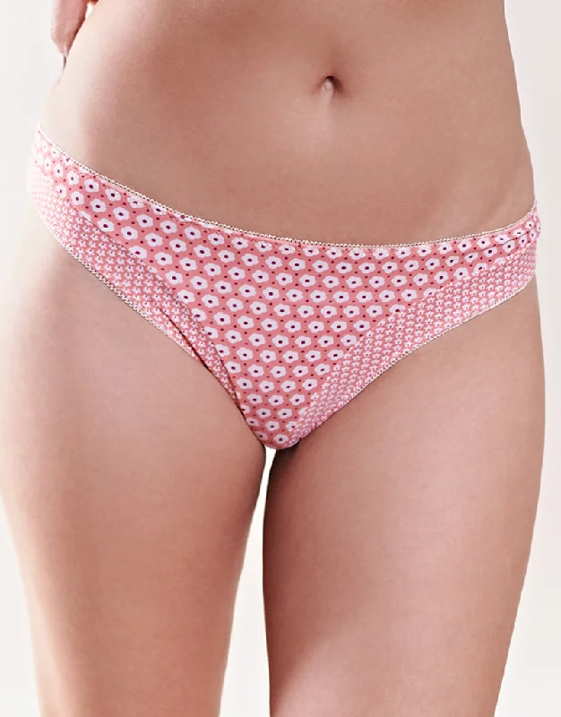 high-waisted briefs for smoothing-Royce Poppy Brief Coral Print