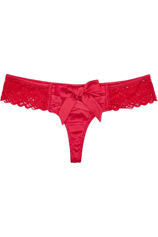 supportive briefs for long periods-Ruby Pink satin crossover thong