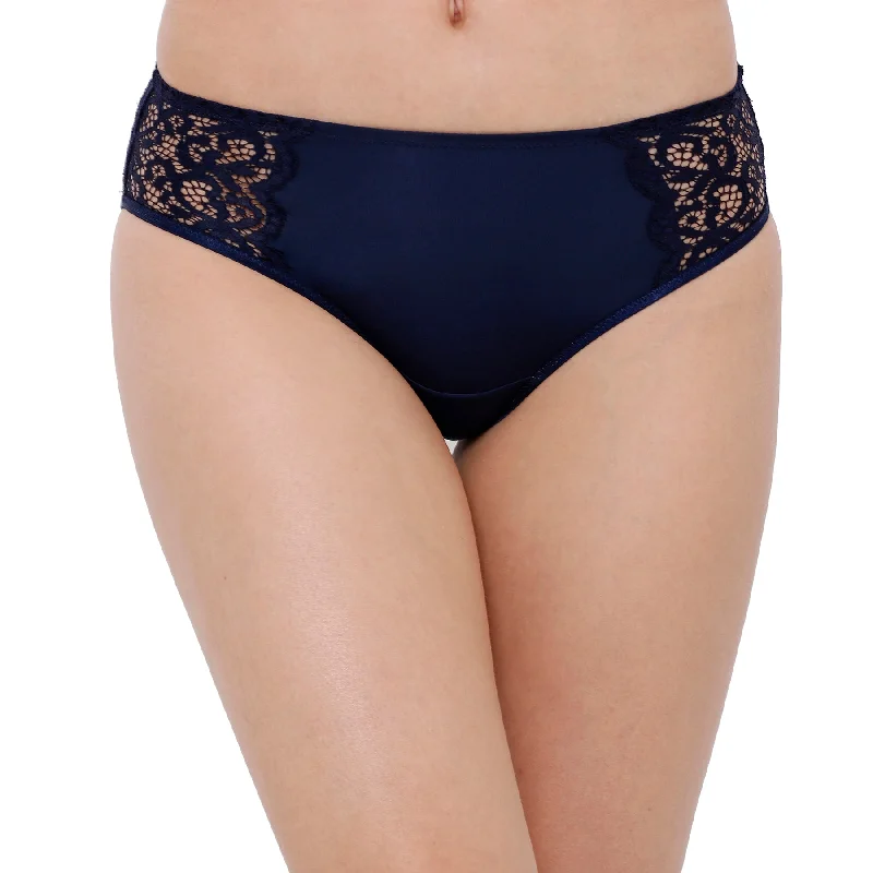 durable panties for outdoor trips-Solid Lace Hipster Briefs FP-1609