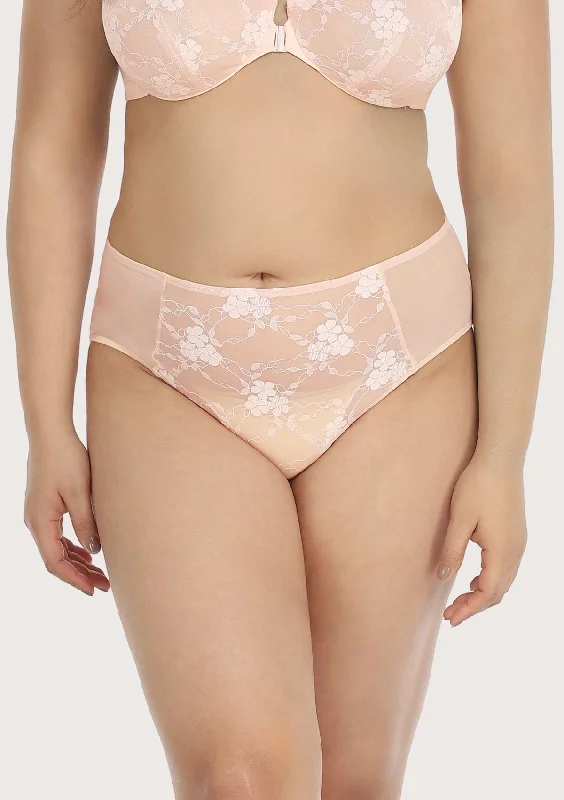 lightweight briefs for travel packs-Spring Romance High-Rise Dusty Peach Lace Brief Underwear