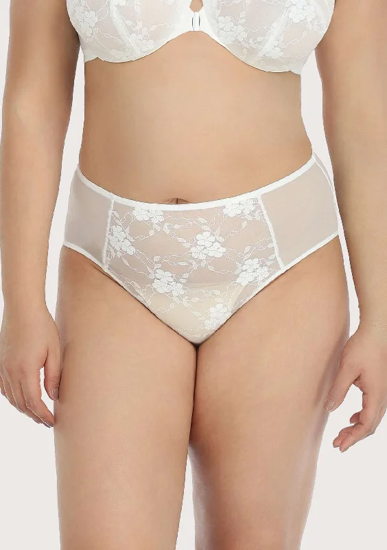 thin underwear for tight skirts-Spring Romance High-Rise White Lace Brief Underwear