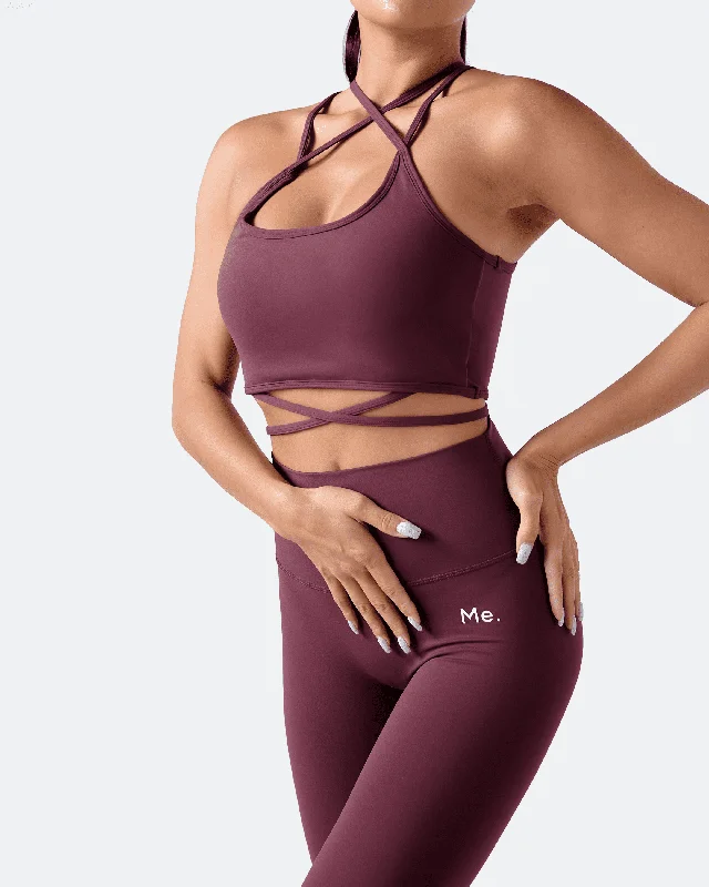 thick period panties for nights-Burgundy Strappy Front Top