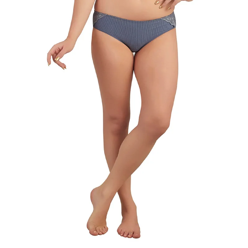 lightweight thong for warm days-Stripes & Lace Brief Panty FP-1704