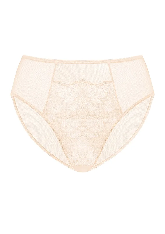 elegant sheer panties for dresses-Sunflower High-Rise Pink Lace Brief Underwear