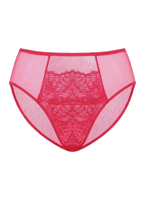 stylish lace briefs for date night-Sunflower High-Rise Raspberry Lace Brief Underwear