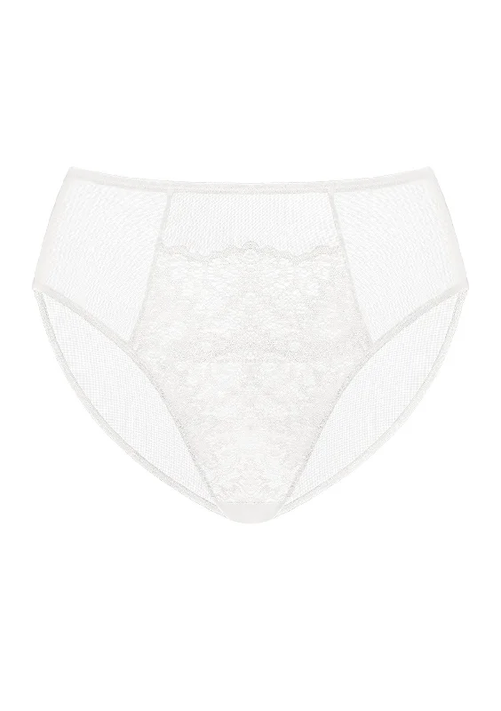 extra-wide underwear for comfort-Sunflower High-Rise White Lace Brief Underwear