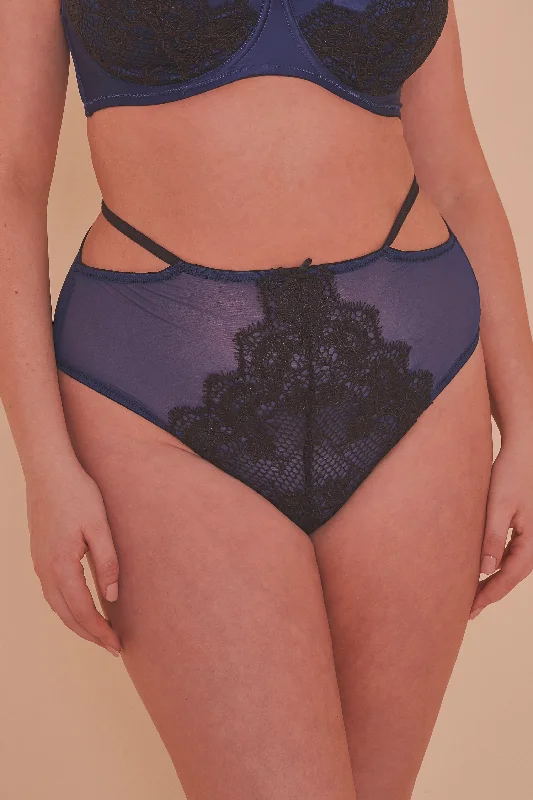 cute penguin panties for winter-Tabitha Blue Embroidery Curve HW Brief