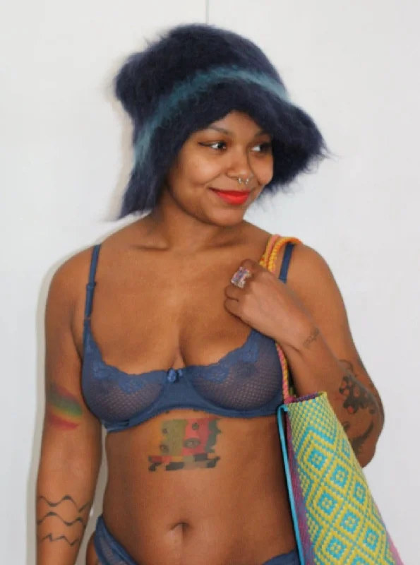 moisture-wicking thong for running-Duet by Timpa: Lace Demi Bra - Denim