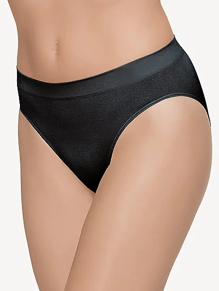 moisture-wicking thong for running-Wacoal B-Smooth Seamless Hi-Cut Brief - Black