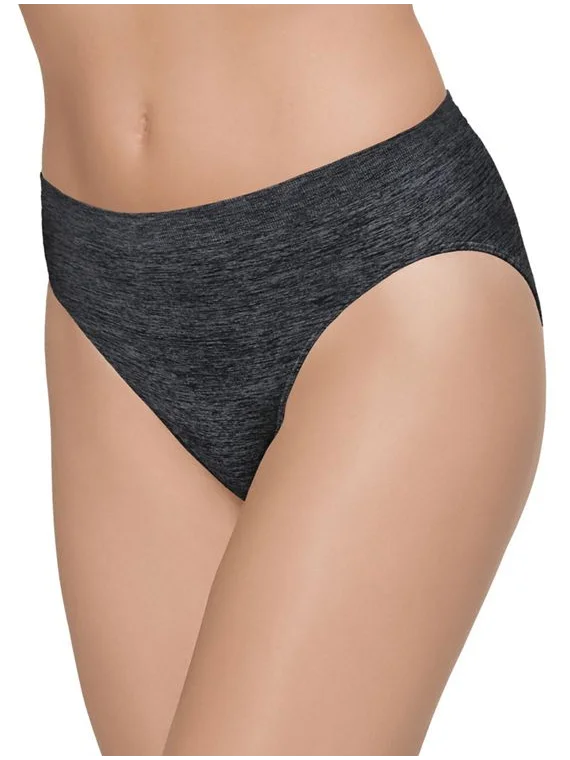 anti-slip thong for workouts-Wacoal B-Smooth Seamless Hi-Cut Brief - Charcoal Heather