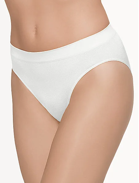 warm underwear for snowy days-Wacoal B-Smooth Seamless Hi-Cut Brief - White