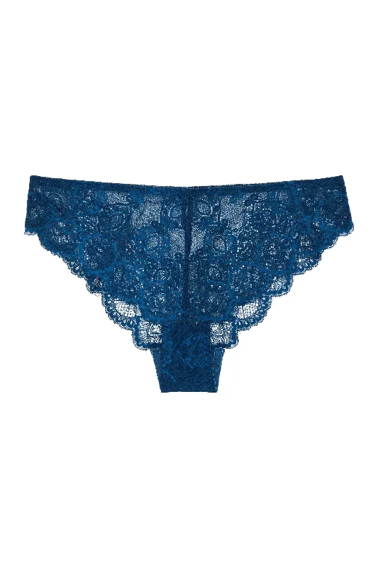 stretchy panties for yoga class-Wolf & Whistle Ariana Lace Brief Navy