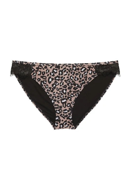 plush velour underwear for cozy-Leopard Eco Lace Trim Bikini Brief