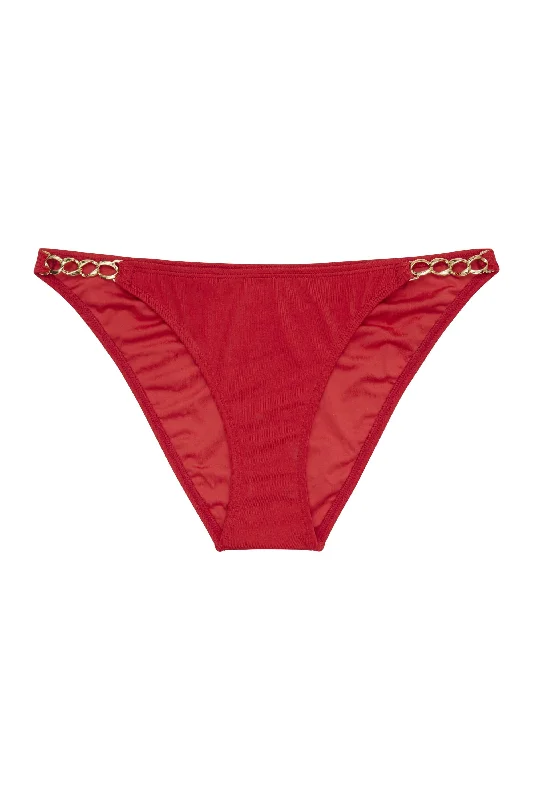 high-quality satin underwear for luxury-Red chain hipster brief