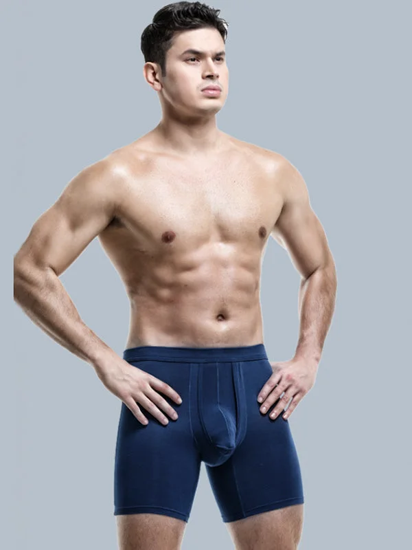 elegant silk trunks for date night-2 Pack Long Boxer Briefs with Separate Pouch