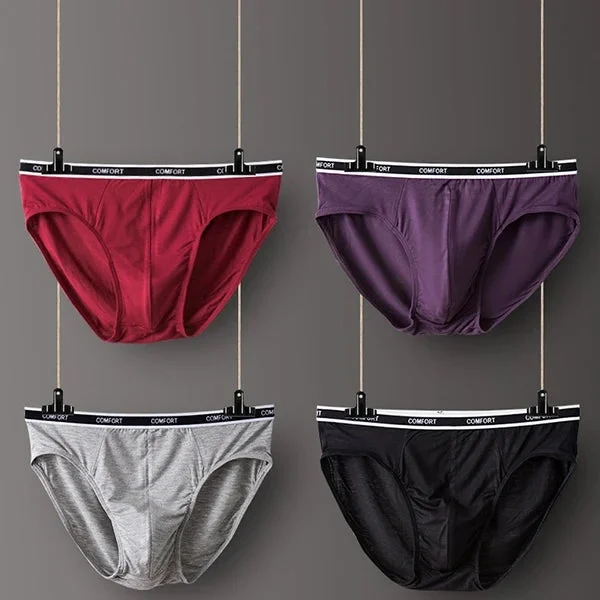 eco-friendly trunks for minimalists-3 Pcs Modal Soft Breathable Solid Men's Briefs Set