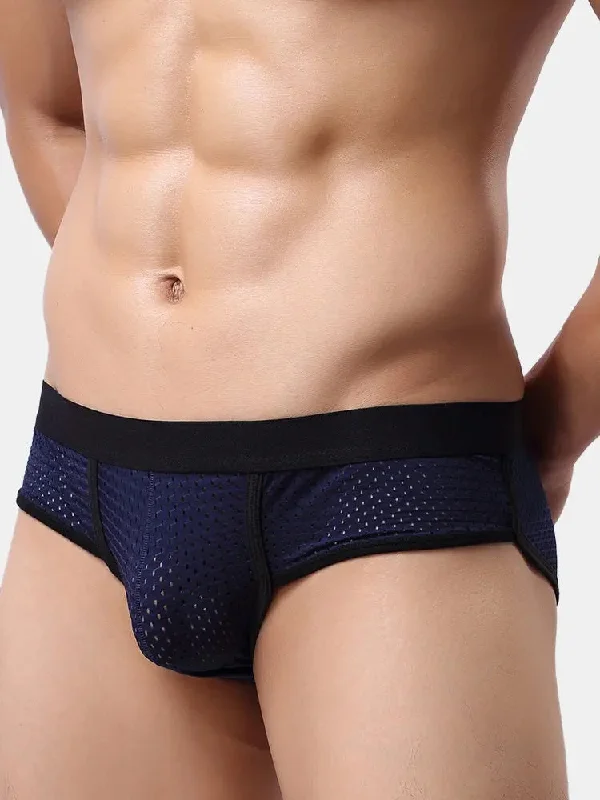 breathable boxers for tropical climates-4 Pack Mesh Breathable Supportive Pouch Briefs