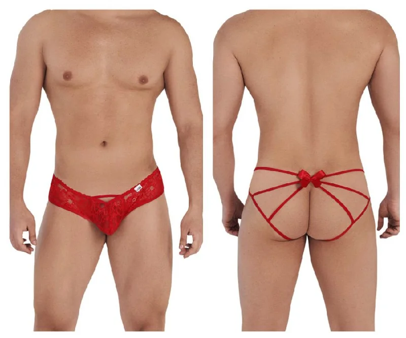 durable boxer briefs for rugged use-CandyMan 99535 Bow Jockstrap Color Red