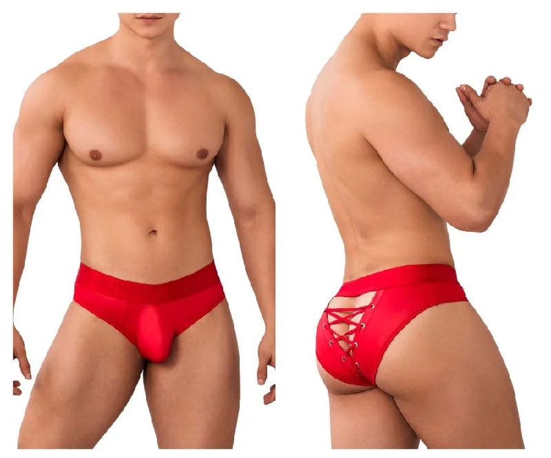 breathable mesh trunks for ventilation-CandyMan 99641 Shorty Briefs Color Red