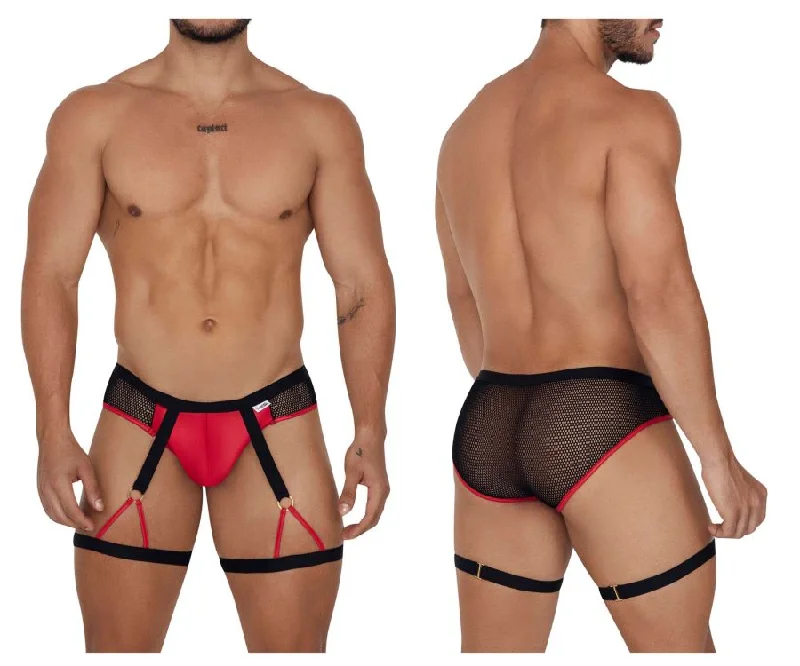 stylish striped boxers for fashion-CandyMan 99684 Garter Briefs Color Black-Red