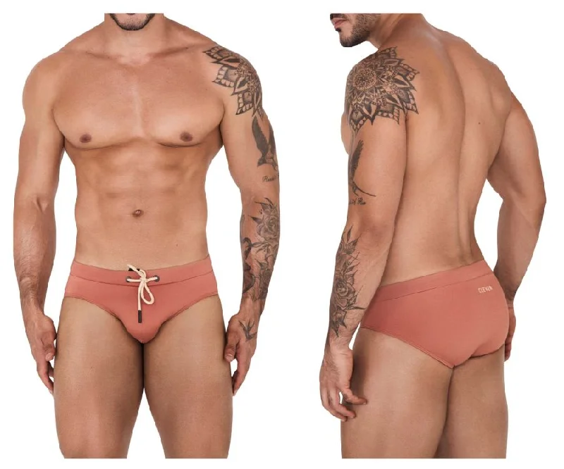 festive holiday boxers for men-Clever 1514 Acqua Swim Briefs Color Ochre