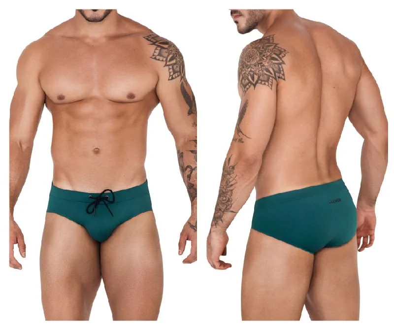 cozy underwear for long shifts-Clever 1514 Acqua Swim Briefs Color Green